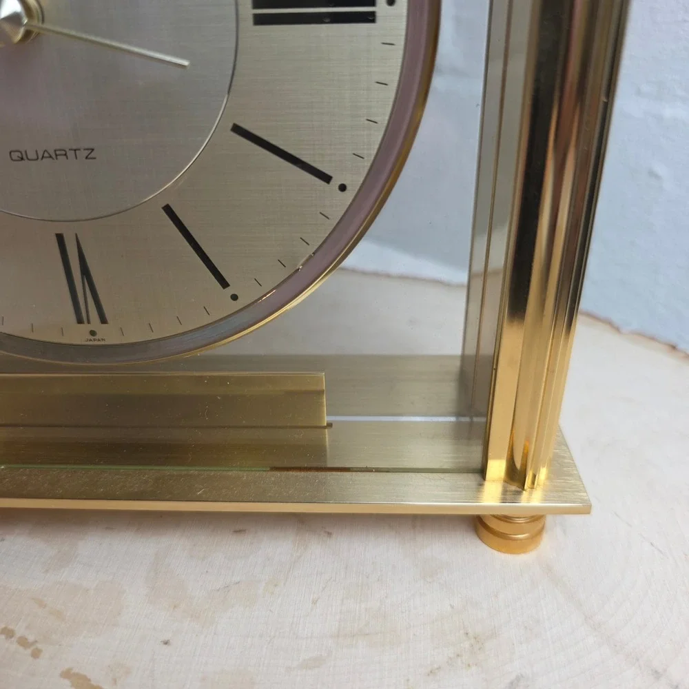 Vintage 90s Bulova Grand Prix B1700 Skeleton-Style Tabletop Mantel Clock